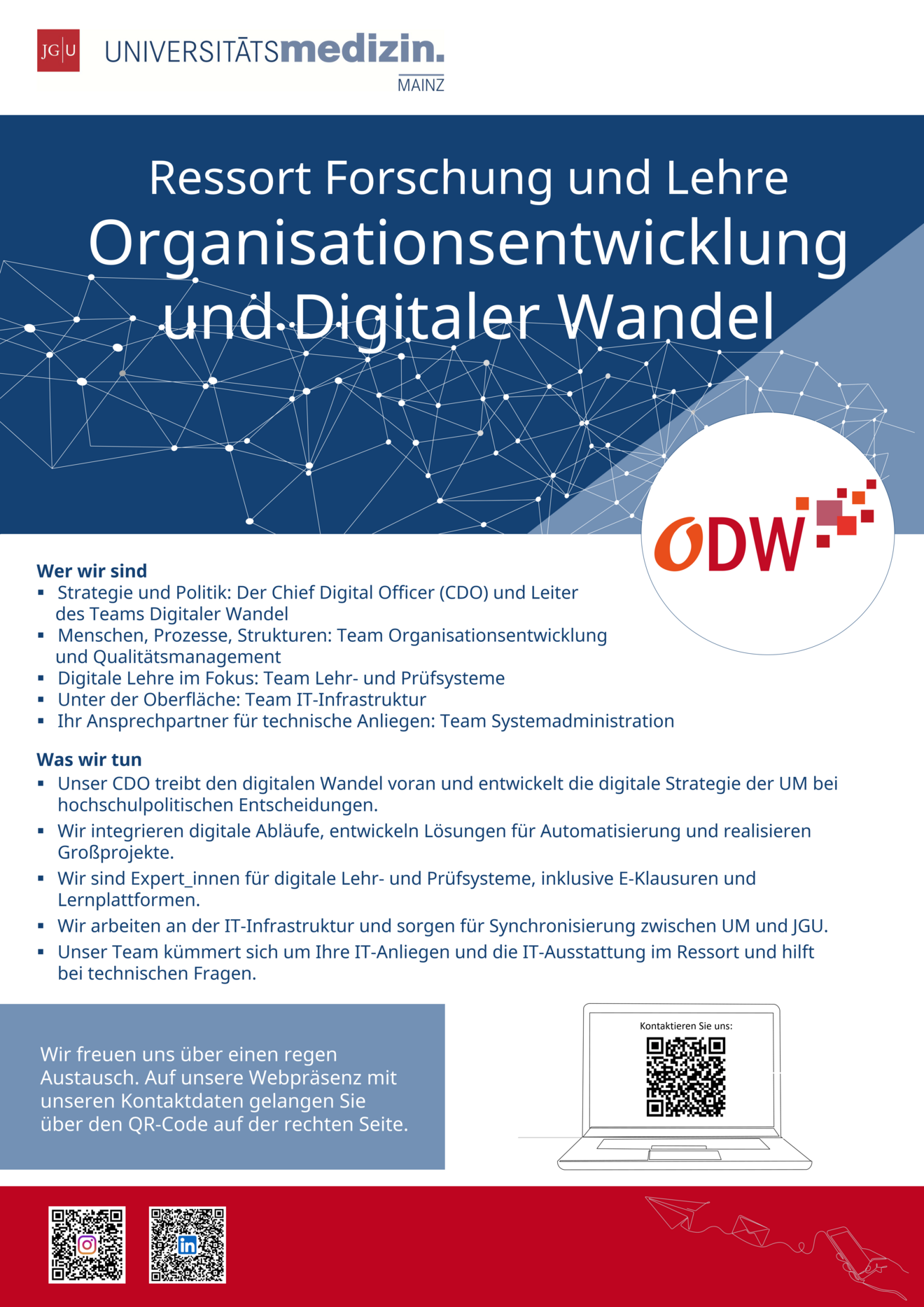 Vorstellungsposter über die Abteilung ODW.