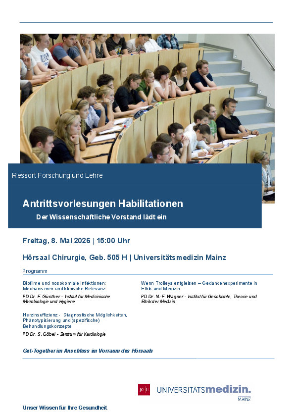 Programm Antrittsvorlesungen Habilitationen Mai