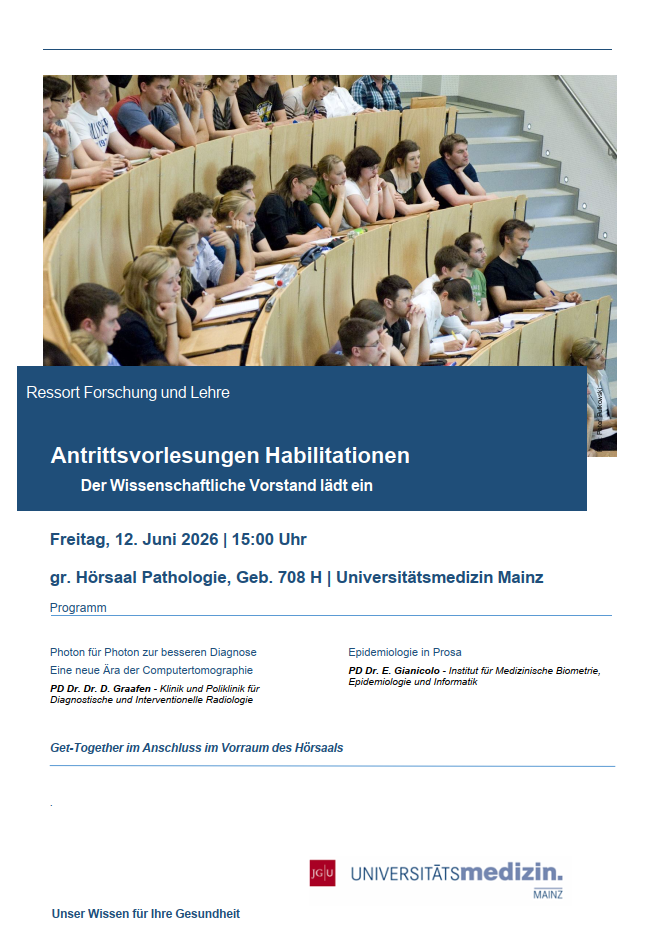 Programm der Antrittsvorlesungen Habilitationen Juni 2026.